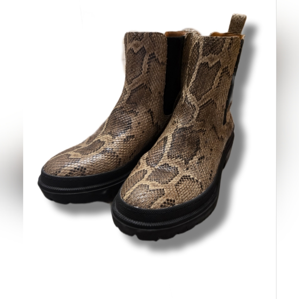 Lucky Brand Snake Skin Chunky Boots